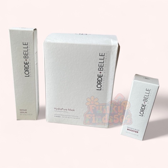 Lorde + Belle Skincare Set NWT Redness Relief Repair Serum HydraPure Masks - Picture 2 of 7